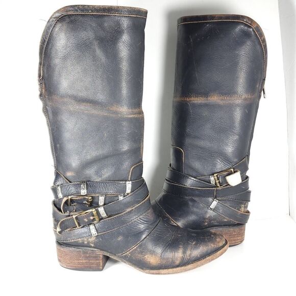 Freebird by Steven Women's Drove US9 Black Leather Distressed Western Boots - Picture 7 of 16